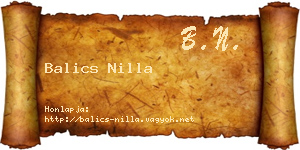 Balics Nilla névjegykártya